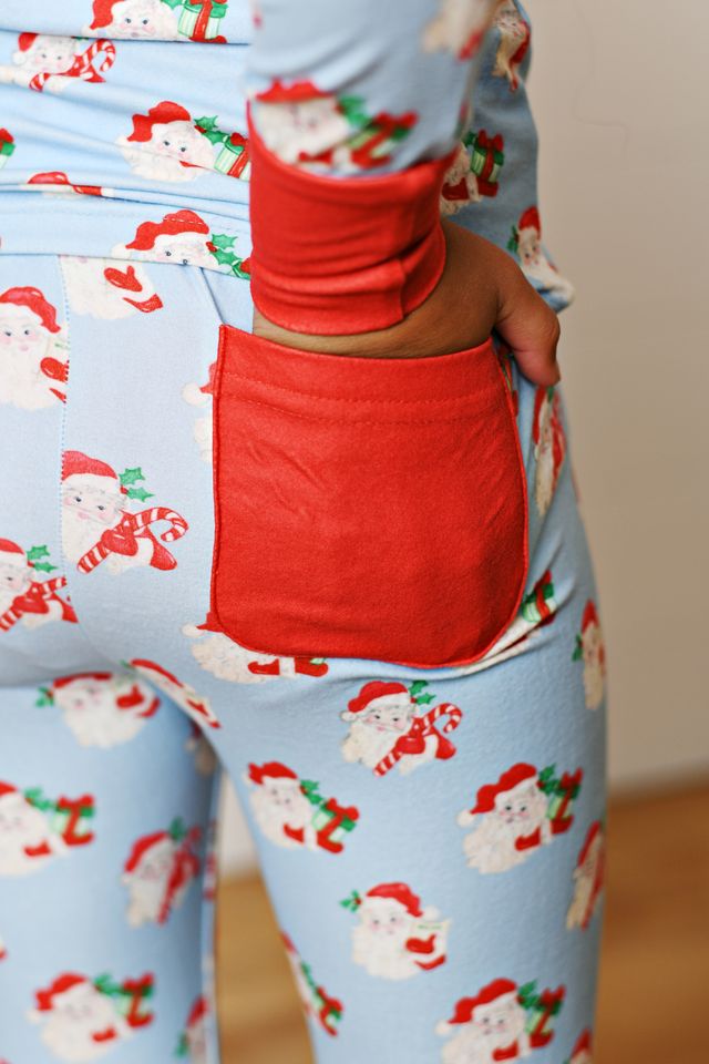 Blue Butterknit 2PC PJ- Blue Santa