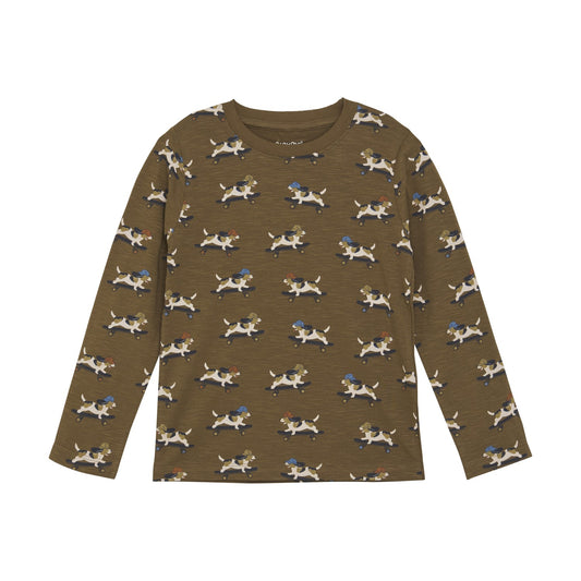 Boys L/S Tee - Pup Skate Sepia