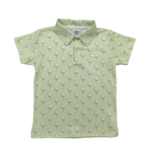 Pima S/S Polo - Green Golf Print