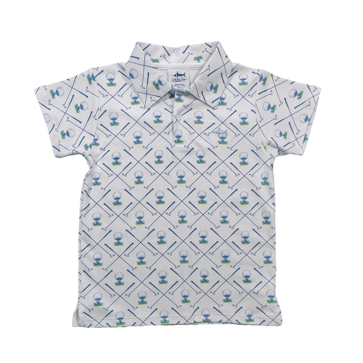 Pima S/S Polo - White Golf Print