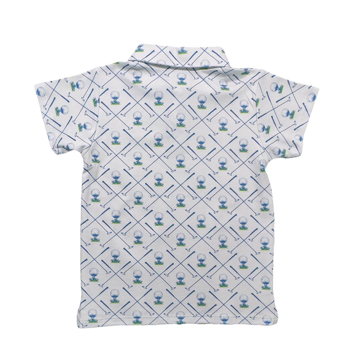 Pima S/S Polo - White Golf Print