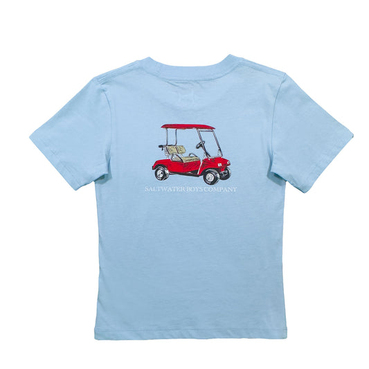 Red Golfcart S/S Tee - Lt Blue