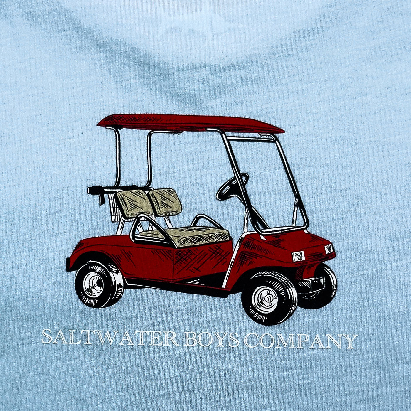 Red Golfcart S/S Tee - Lt Blue