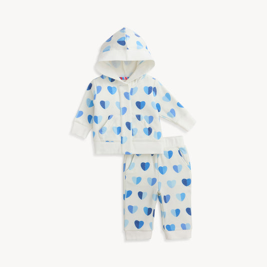 Blue Hearts Brushed Fleece Hoodie Set