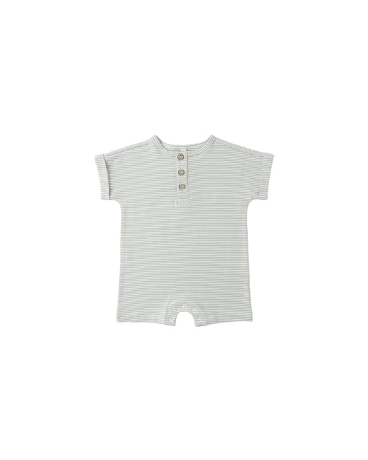 Short Sleeve One-Piece - Sage Micro Stripe