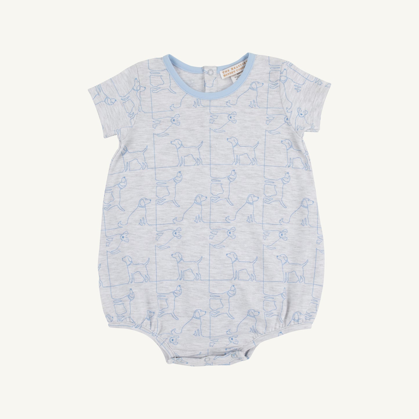 Short Sleeve Patton Play Bubble- Puppy Puzzle/Beale Street Blue