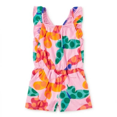 Ruffle Strap Romper- Butterfly Spot