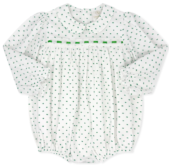 1956 Ribbon Bubble Mistletoe Green Swiss Dot