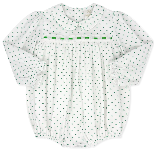 1956 Ribbon Bubble Mistletoe Green Swiss Dot
