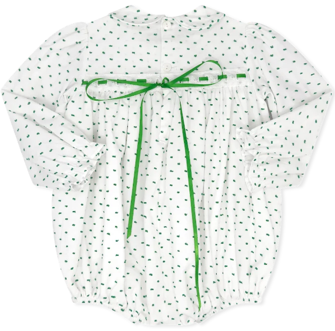 1956 Ribbon Bubble Mistletoe Green Swiss Dot