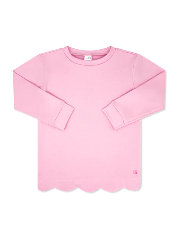 Shelby Scallop Sweatshirt - Cotton Candy Pink