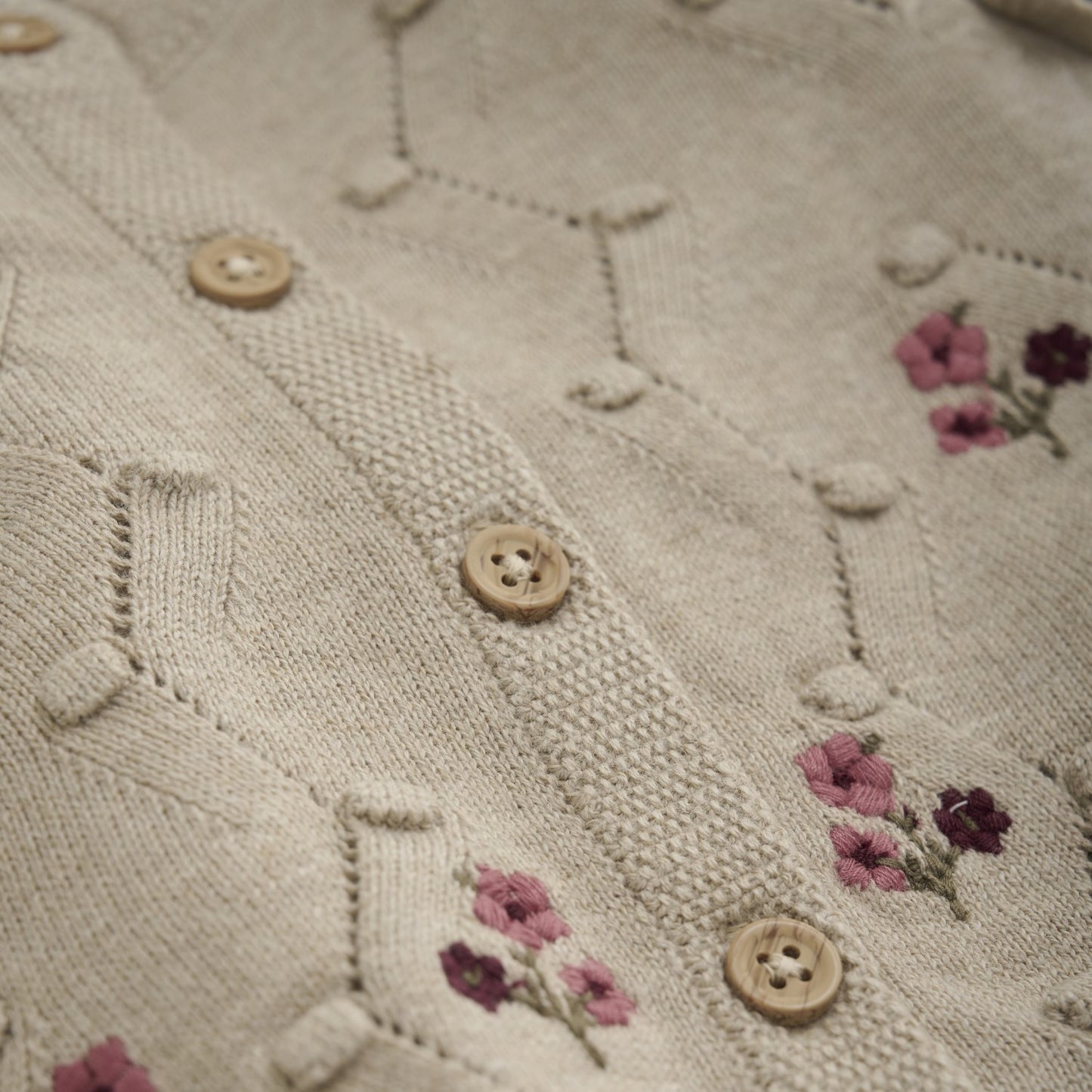 Baby Cardigan - Floral Beige Melange