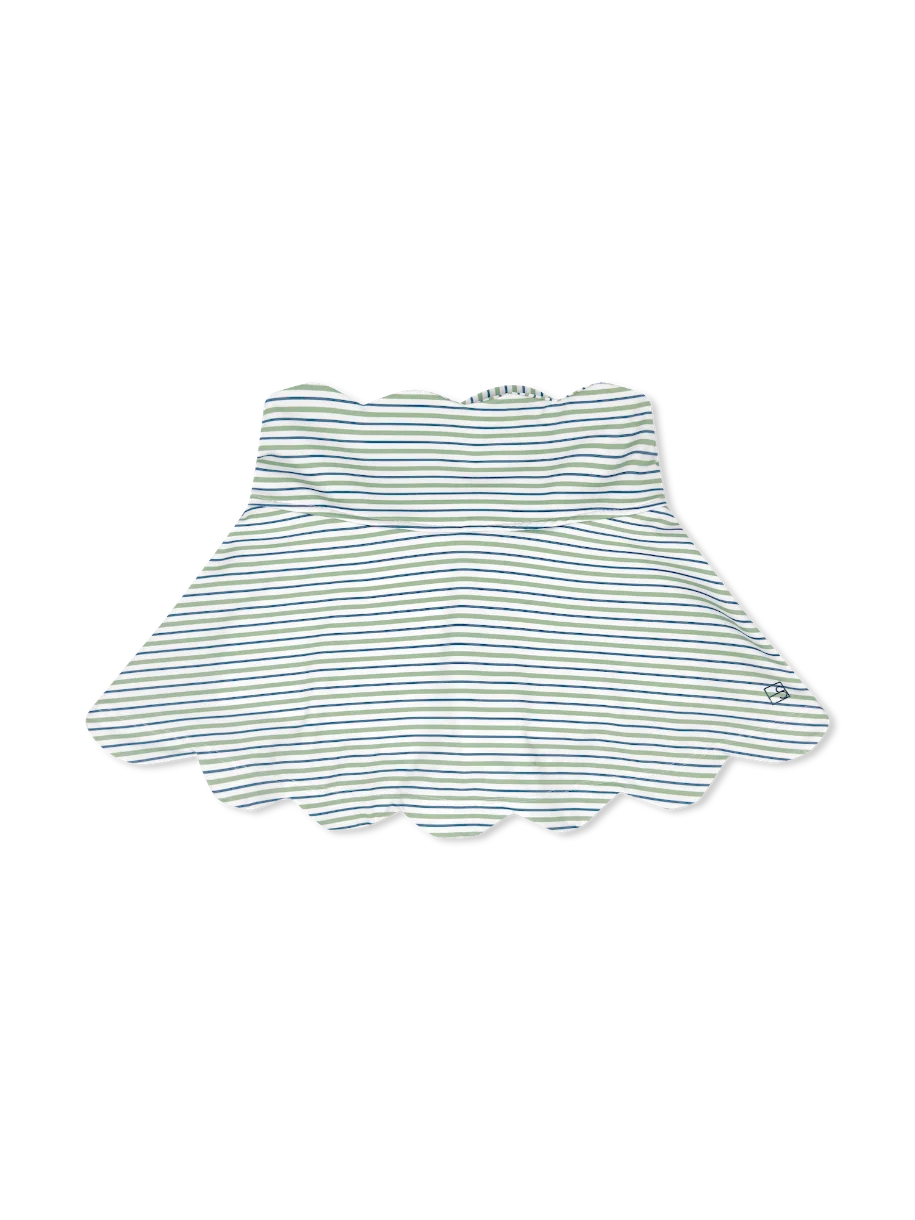 Zoe Scallop Skort - Blue/Green Stripe