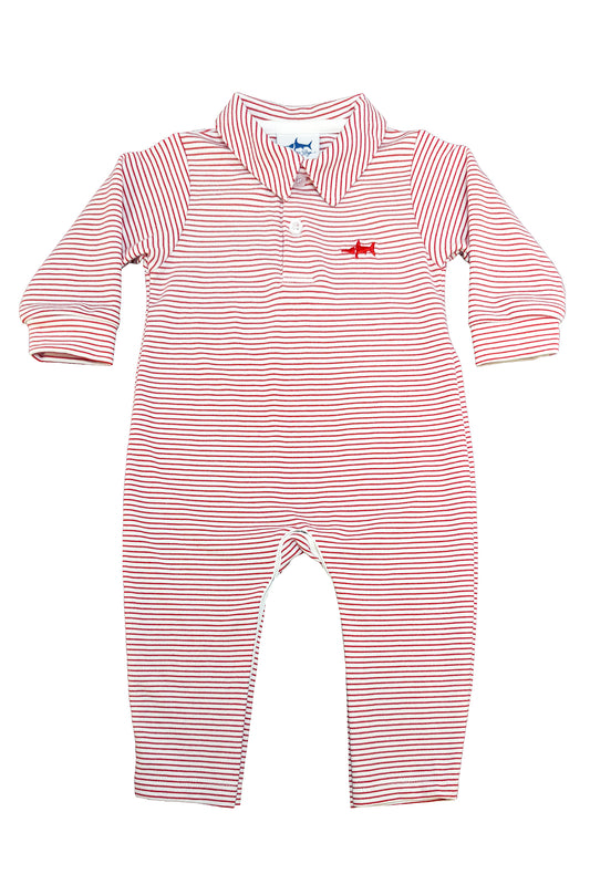 SBC Signature Polo Romper - Red Stripe