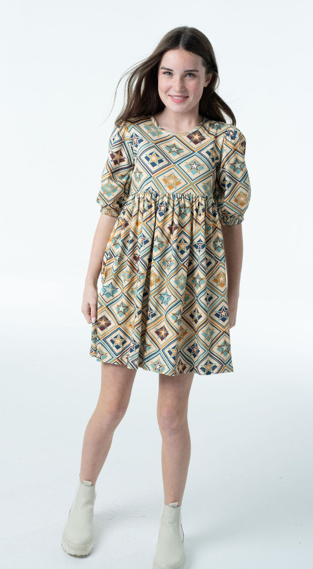 Autumn Star Print Dress | Soft Viscose Fall Dress