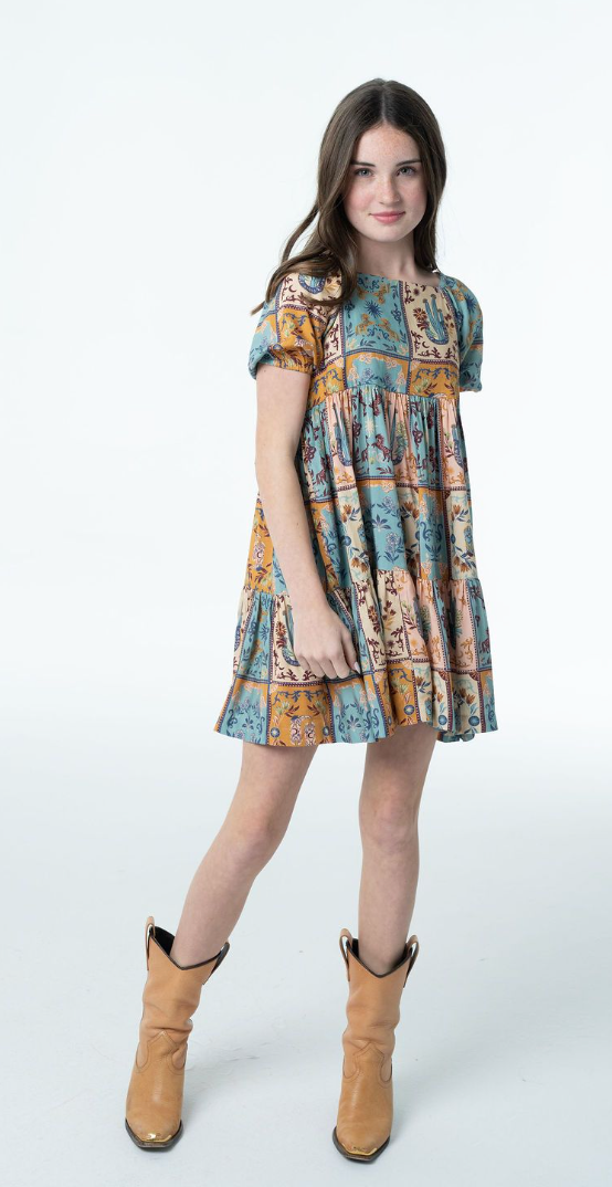 Haven Western Print Dress With Cactus