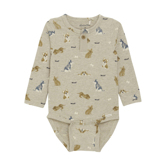 Baby Onesie L/S - Pup Beige Melange