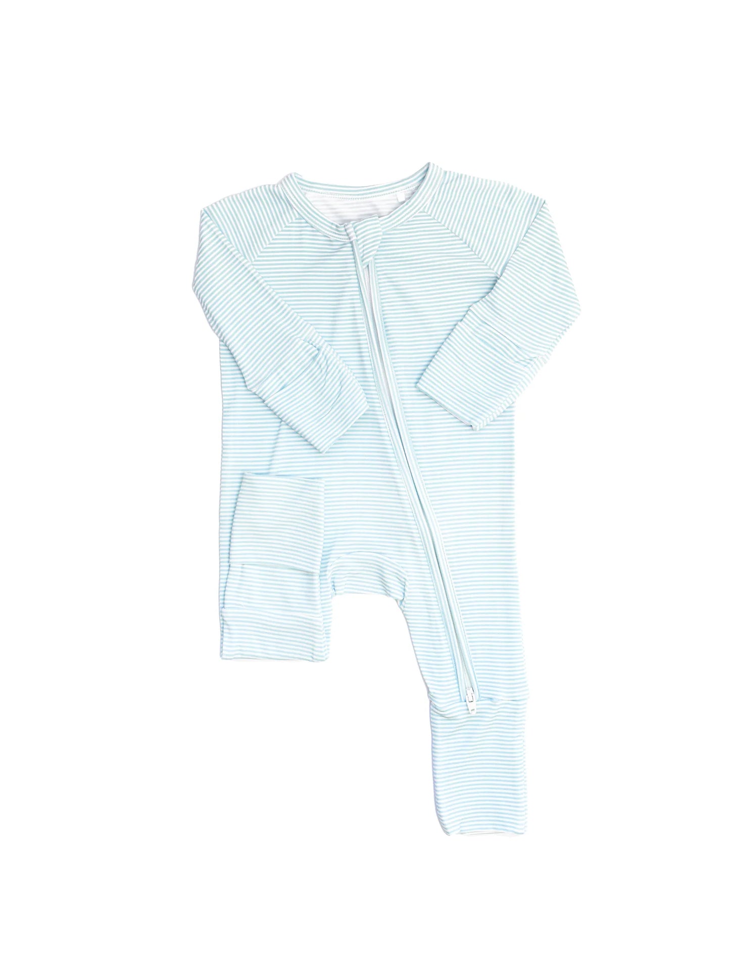 Cool Blue Mini Stripe- Romper