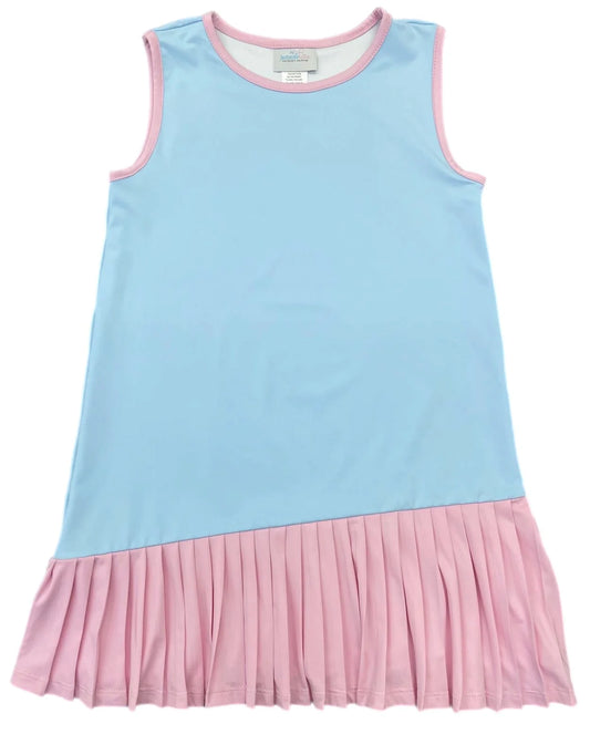 Vivi Tennis Dress - Blue w Pink Serve It Up