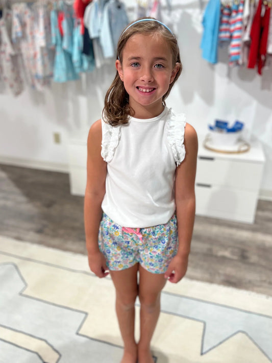 Ruffle Sleeveless Top- white