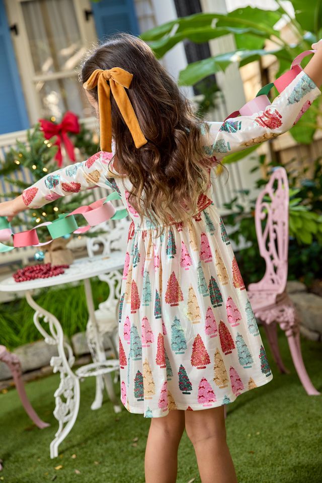 Girls Lame Steph Dress - Bottle Brush Trees