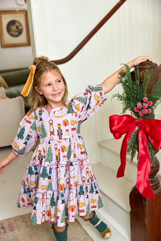 Girls Peachy Dress - Lavender Nutcracker