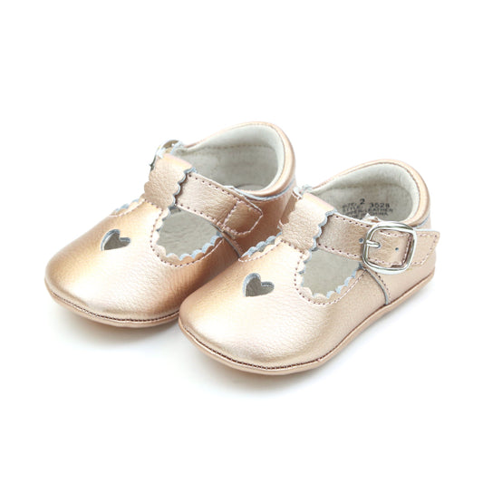 Rosalie Heart Crib Shoe Rose Gold