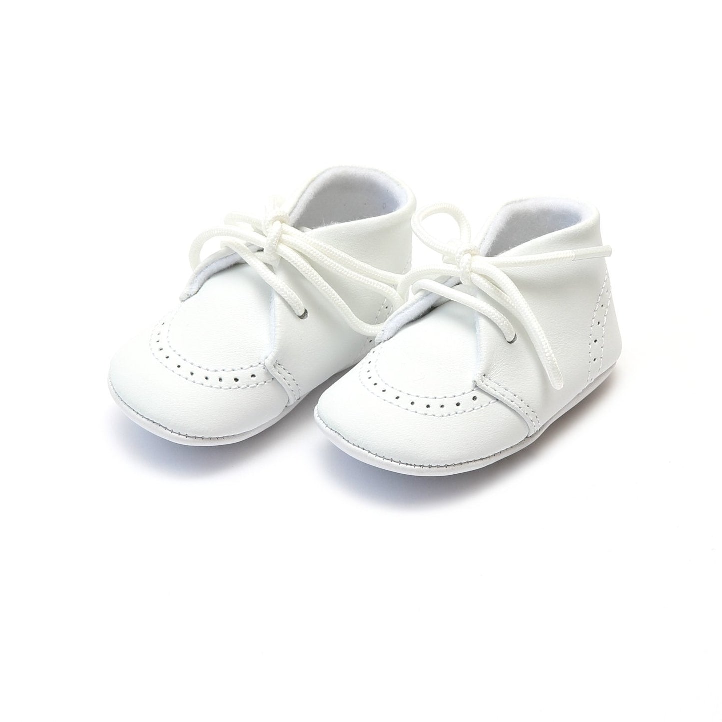 Benny Leather Brogue Oxford Crib Shoe White