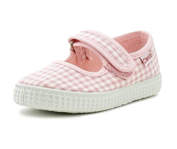 Pink Gingham Mary Jane Velcro