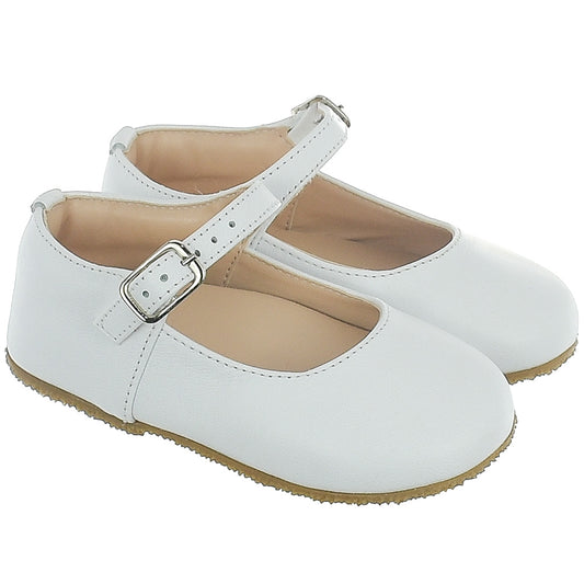 Toddler Girls Leather Mary Jane - White w/Crepe Sole
