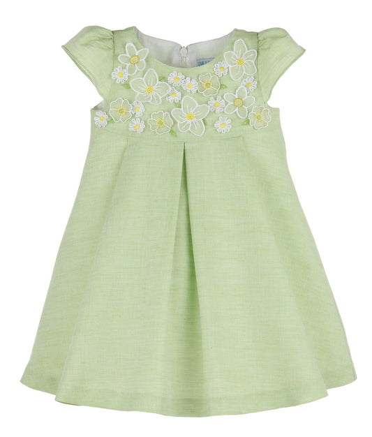 Flower Dress w/Ruffles - Lime