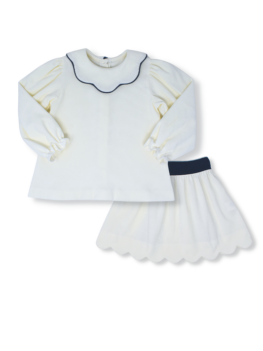 Scarlett Skirt Set L/S White Navy