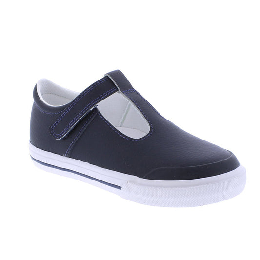 Drew Navy Leather T-Strap