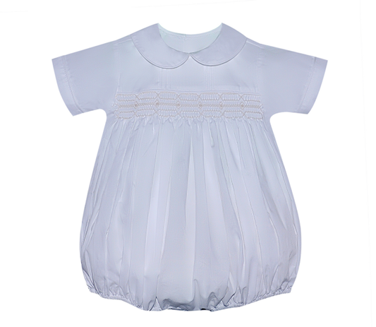 All White Smocked Finley Boy Bubble