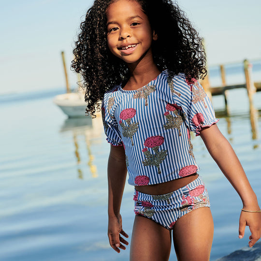 Girls Lexi Tankini - Blush Marigold Stripe