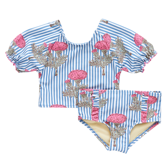 Girls Lexi Tankini - Blush Marigold Stripe